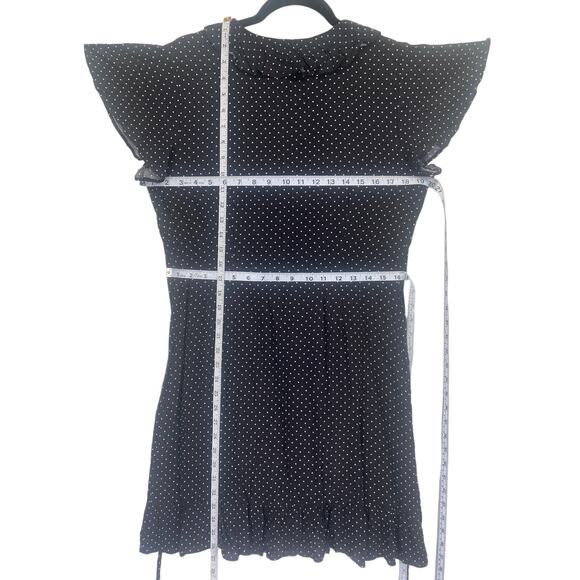 Who What Wear Womens V Neck Black White Polka Dot Ruffle Wrap Dress SS Size S - Picture 9 of 12